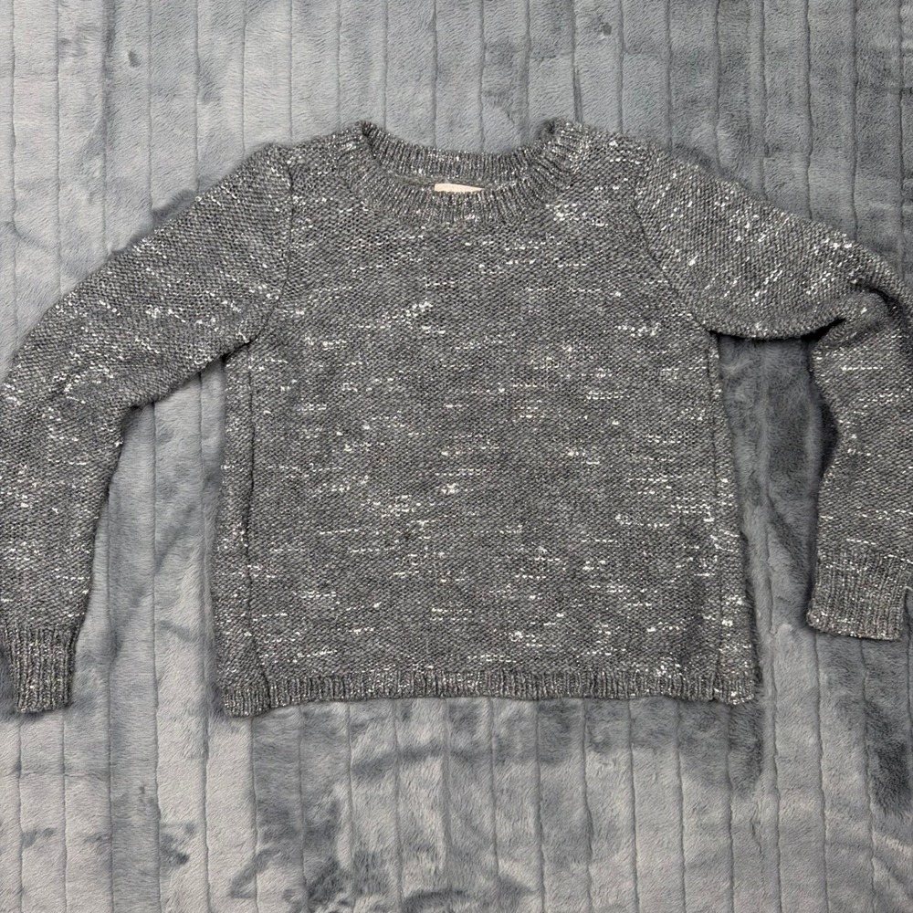 Banana Republic Gray Metallic Italian Yarn Open Back Sweater Womens Medium 7739